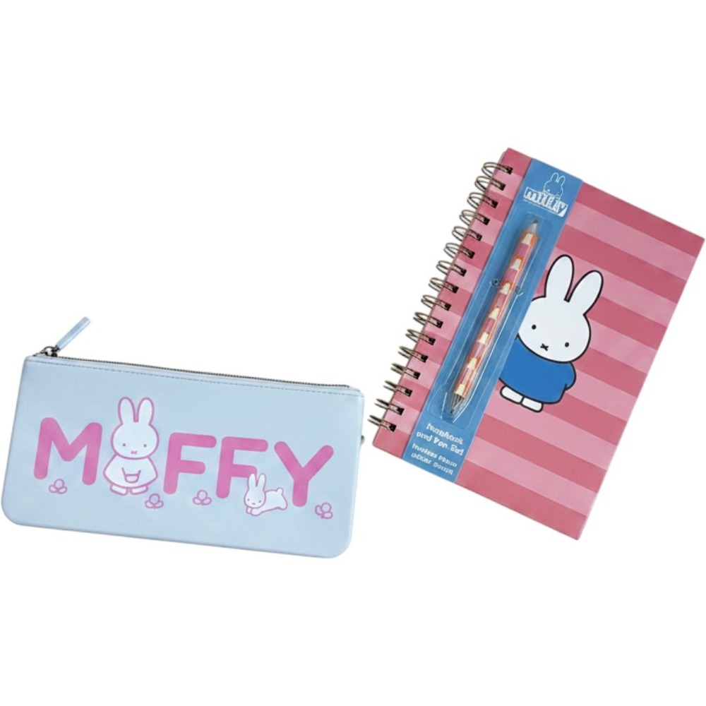 Miffy Stationery Set Pencil Pouch Notebook and Pen Set Pink Blue New